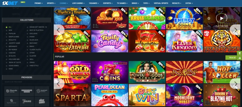 Various games at 1xBet Online Casino in Bangladesh